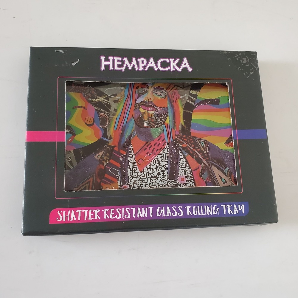 Hempacka Shatter Resistant Glass Rolling Tray Psychedelic Pop Art Design